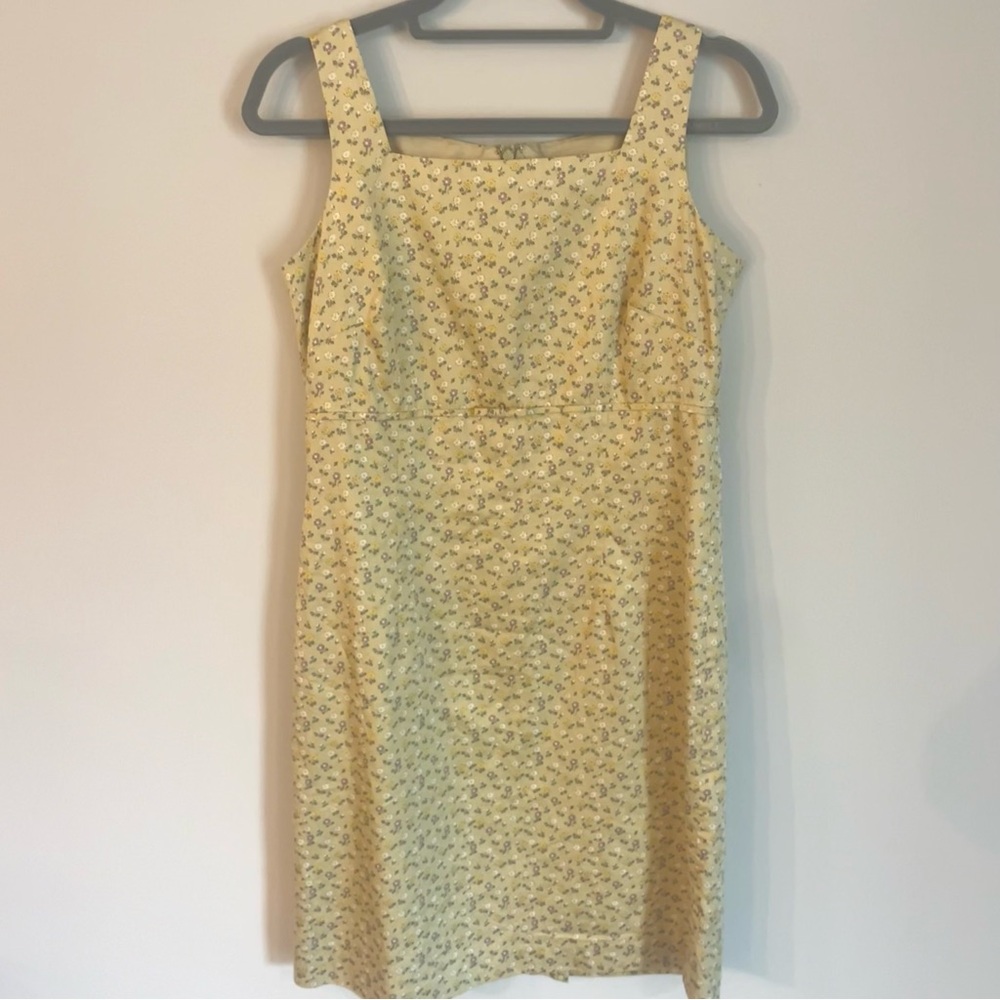 Ann Taylor Lined 100% Cotton All-Over Daisies Print Sleeveless Dress Size 8